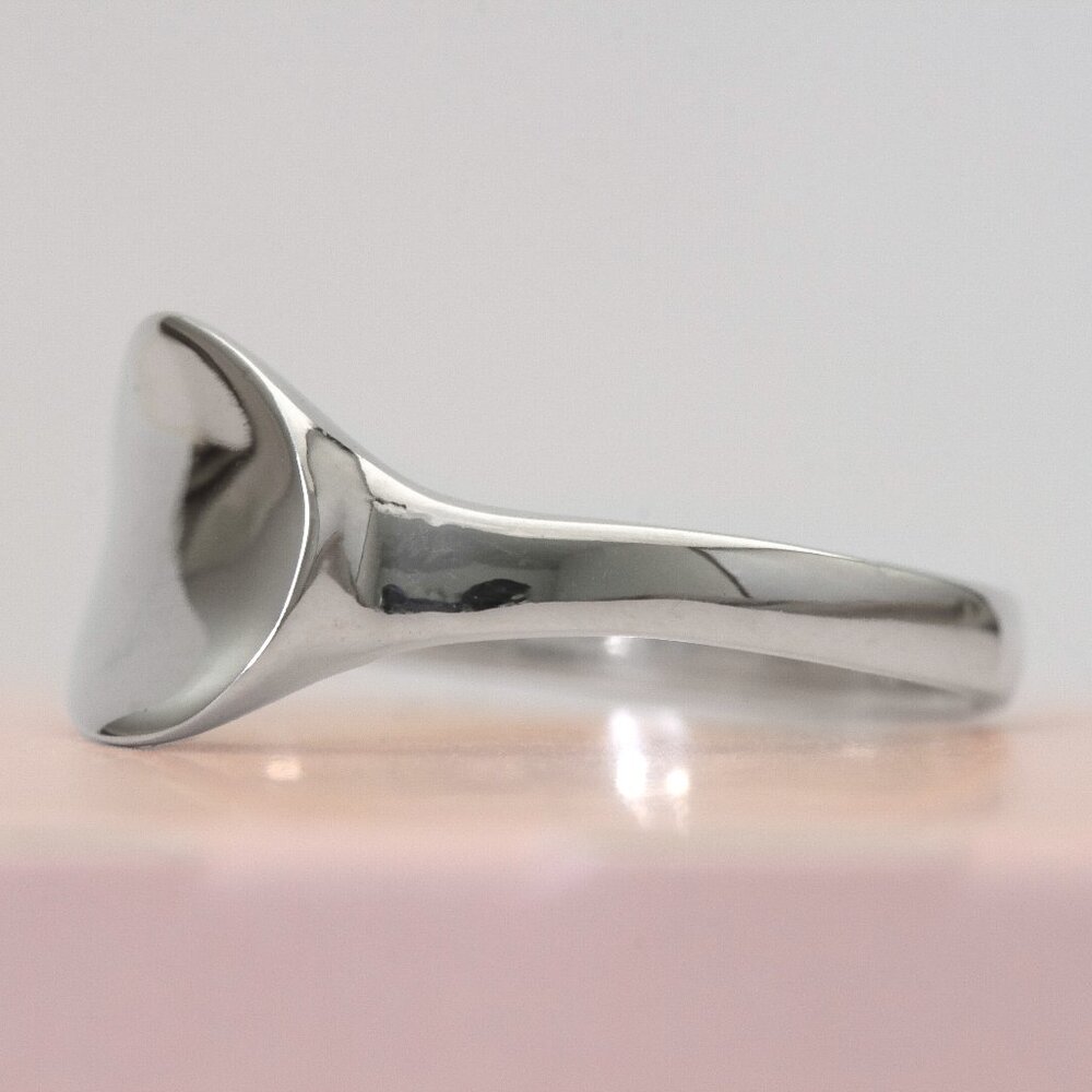 Minimalist Silver Dome Signet Ring - Polished Women's Ring